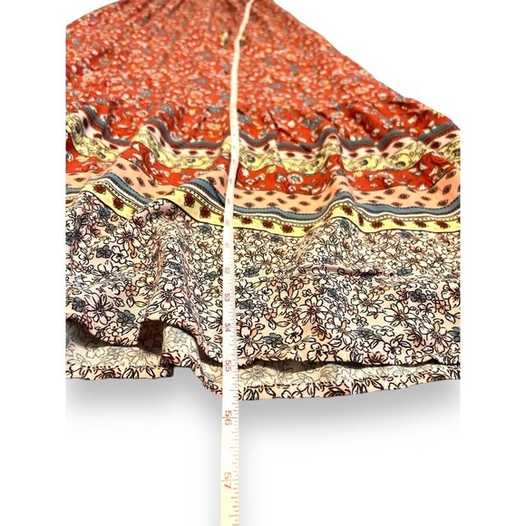 Behop Damask Floral Bohemian Maxi V-neck Dress Women's Red M - Picture 11 of 11